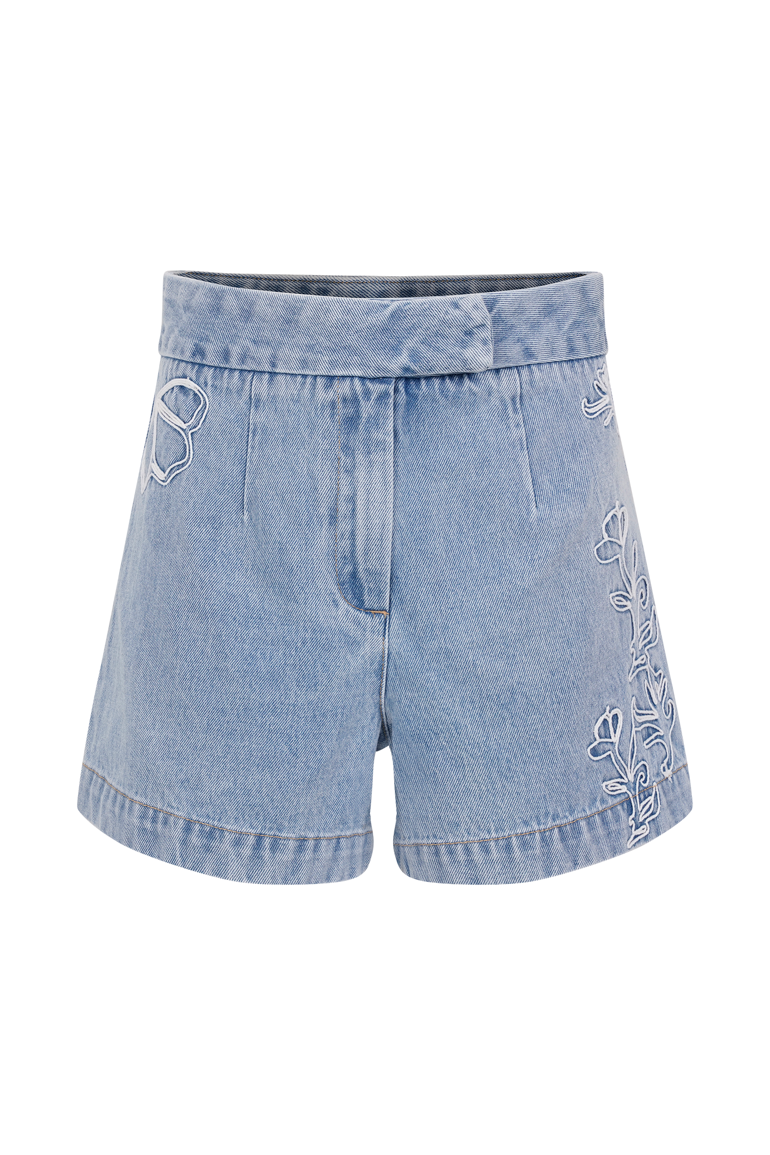 Kylee Embroidered Shorts - Mid Blue、mySite、solidvoid