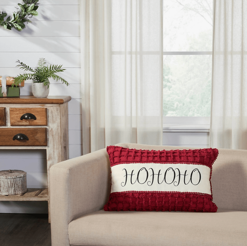 Kringle Chenille Ho Ho Ho Pillow 14x22、mySite、g9winljtr