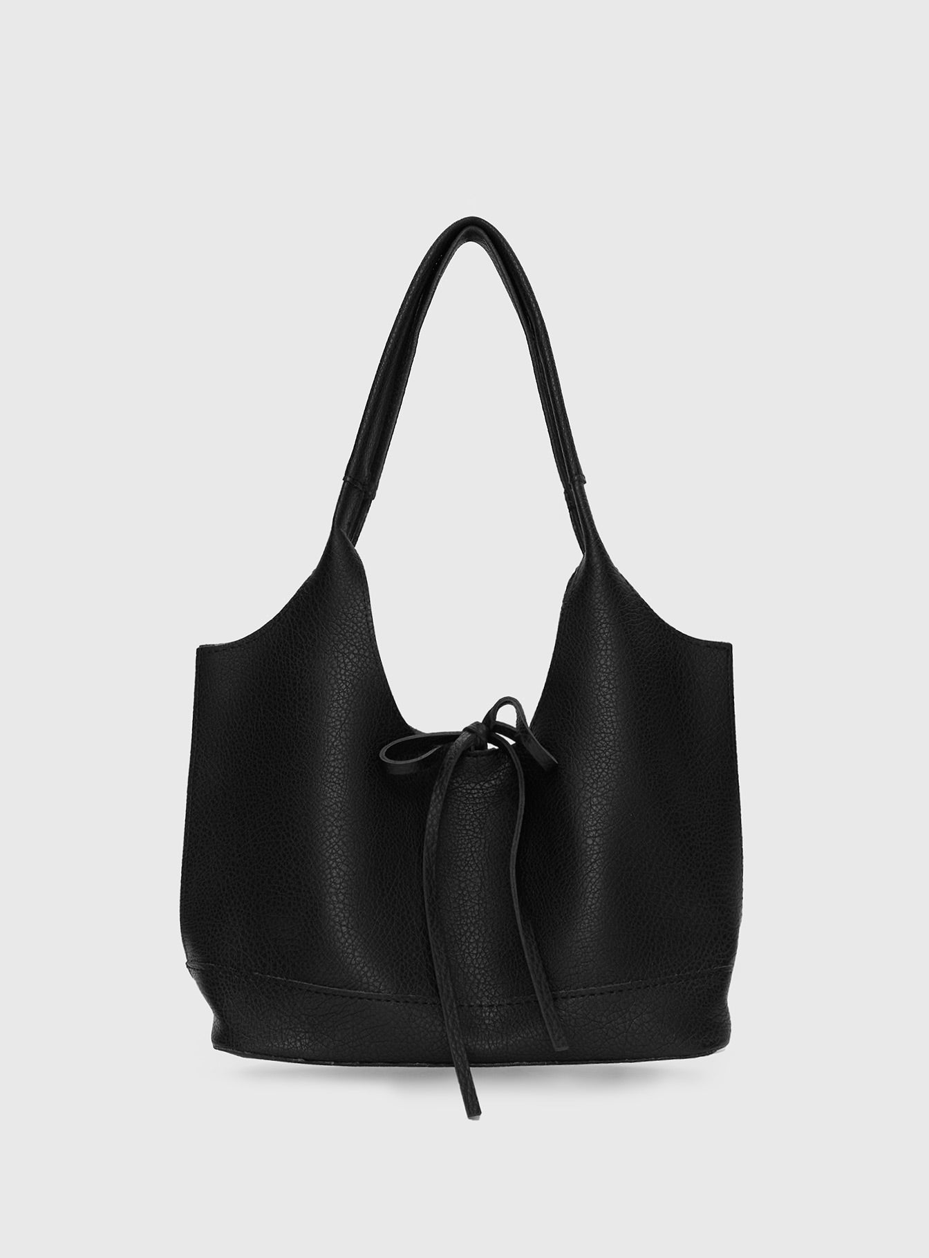 Nonstop Bow Detail Shoulder Bag Black、mySite、solidvoid