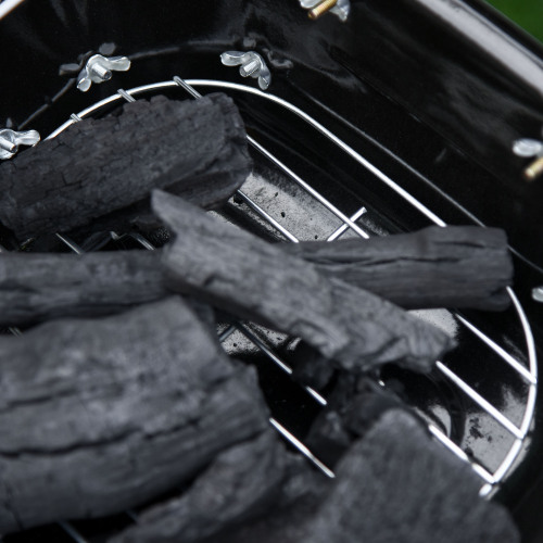 Outsunny 14" Portable Charcoal Grill, Tabletop Small BBQ Grill for Outdoor Cooking, Camping, Tailgating, Enamel Coated, Vent, Folding Legs, Black、、eastwooduniform