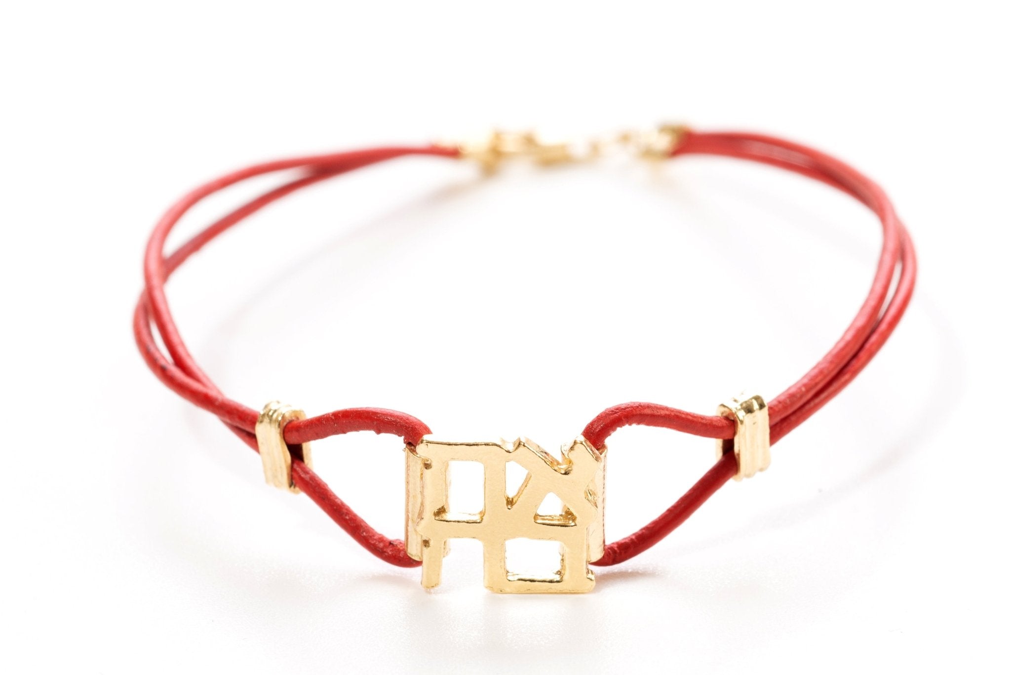  Gold Plated Sterling Ahava Red Leather Bracelet、mySite、elrpsem3k