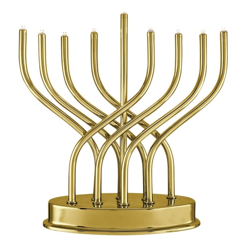 Highly Polished Gold Battery Operated LED Menorah、mySite、topwebapps