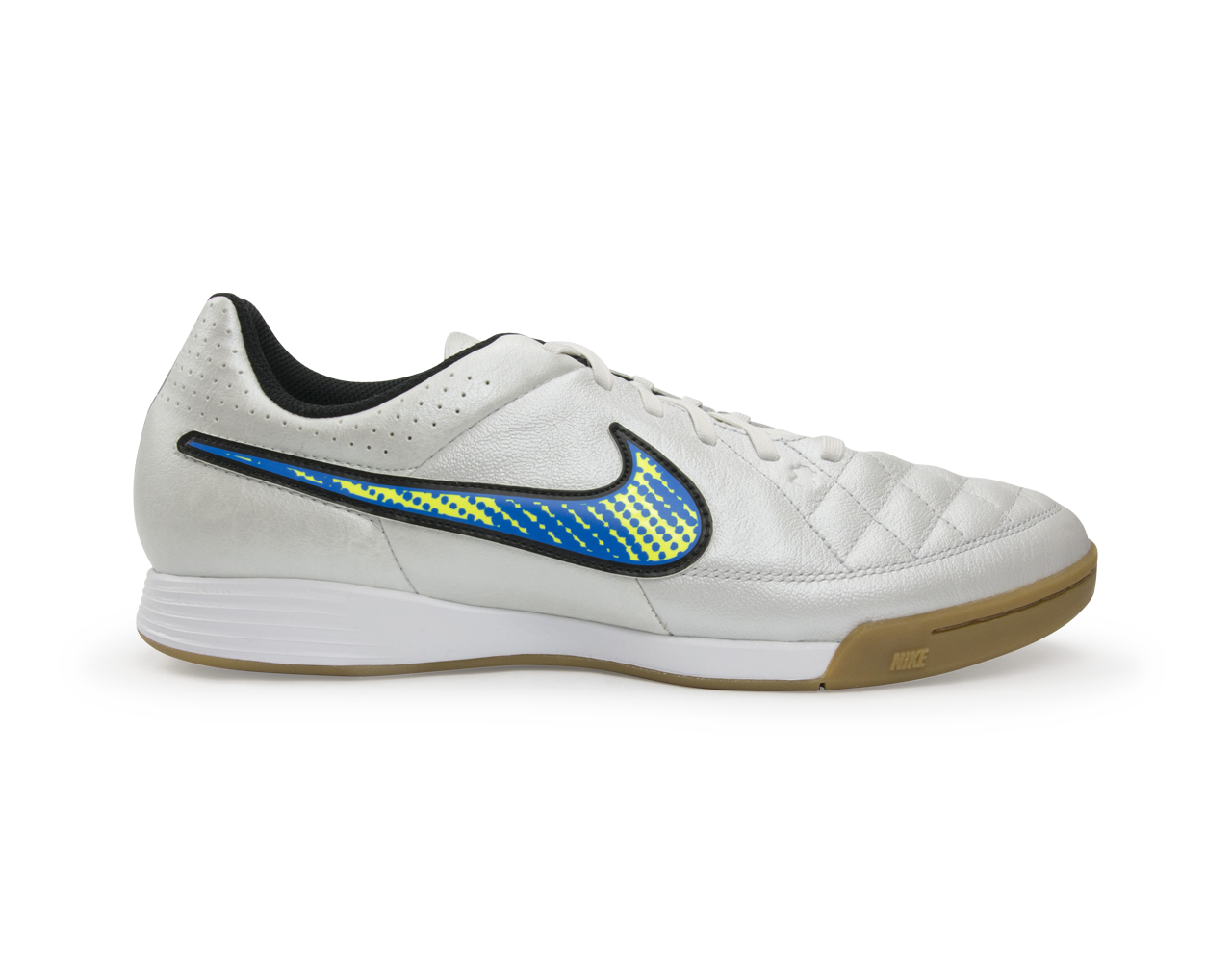 Nike Men's Tiempo Genio Leather Indoor Soccer Shoes White/Volt/Soar/Black、mySite、noshort