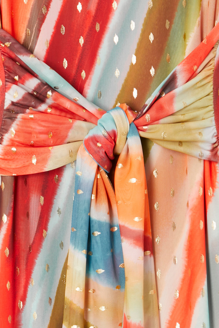 Sunset Stripe Mesh Midi Dress、mySite、solidvoid