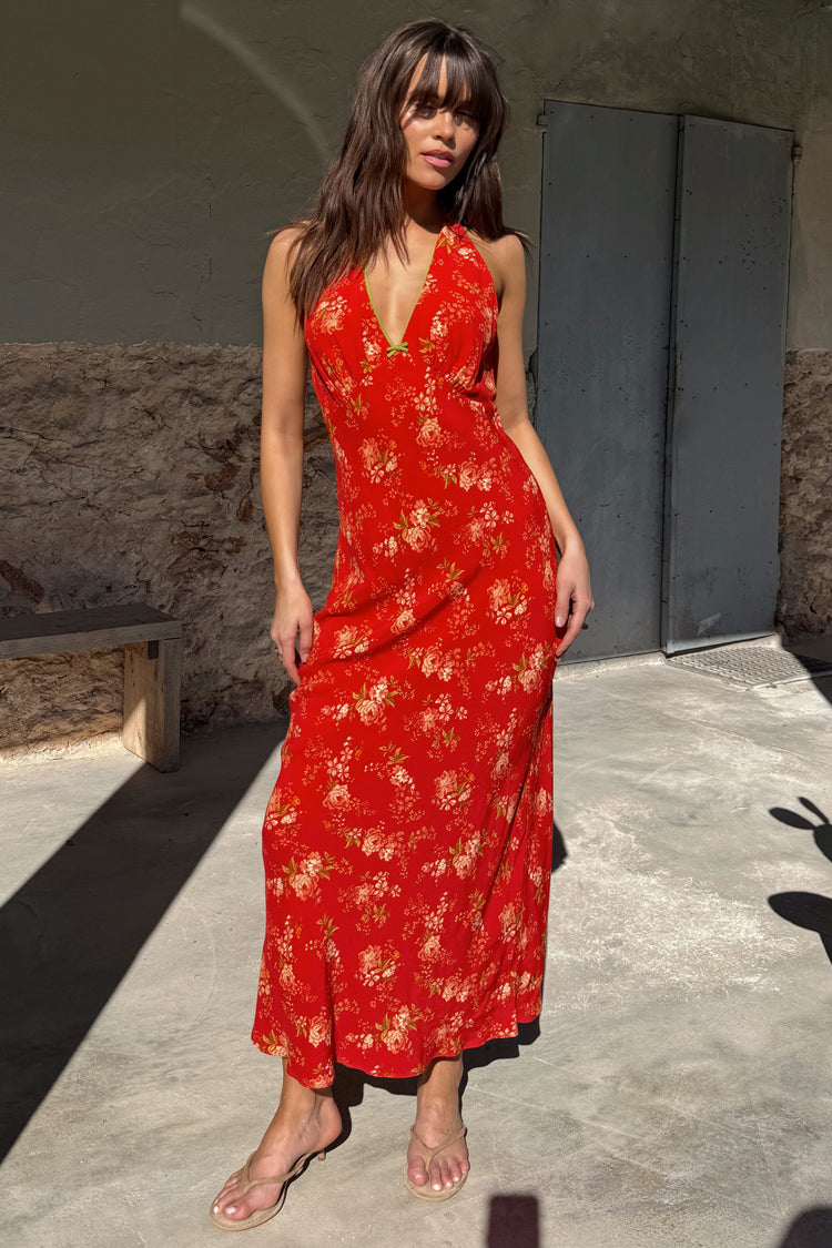 Red Floral Halter Dress、mySite、solidvoid