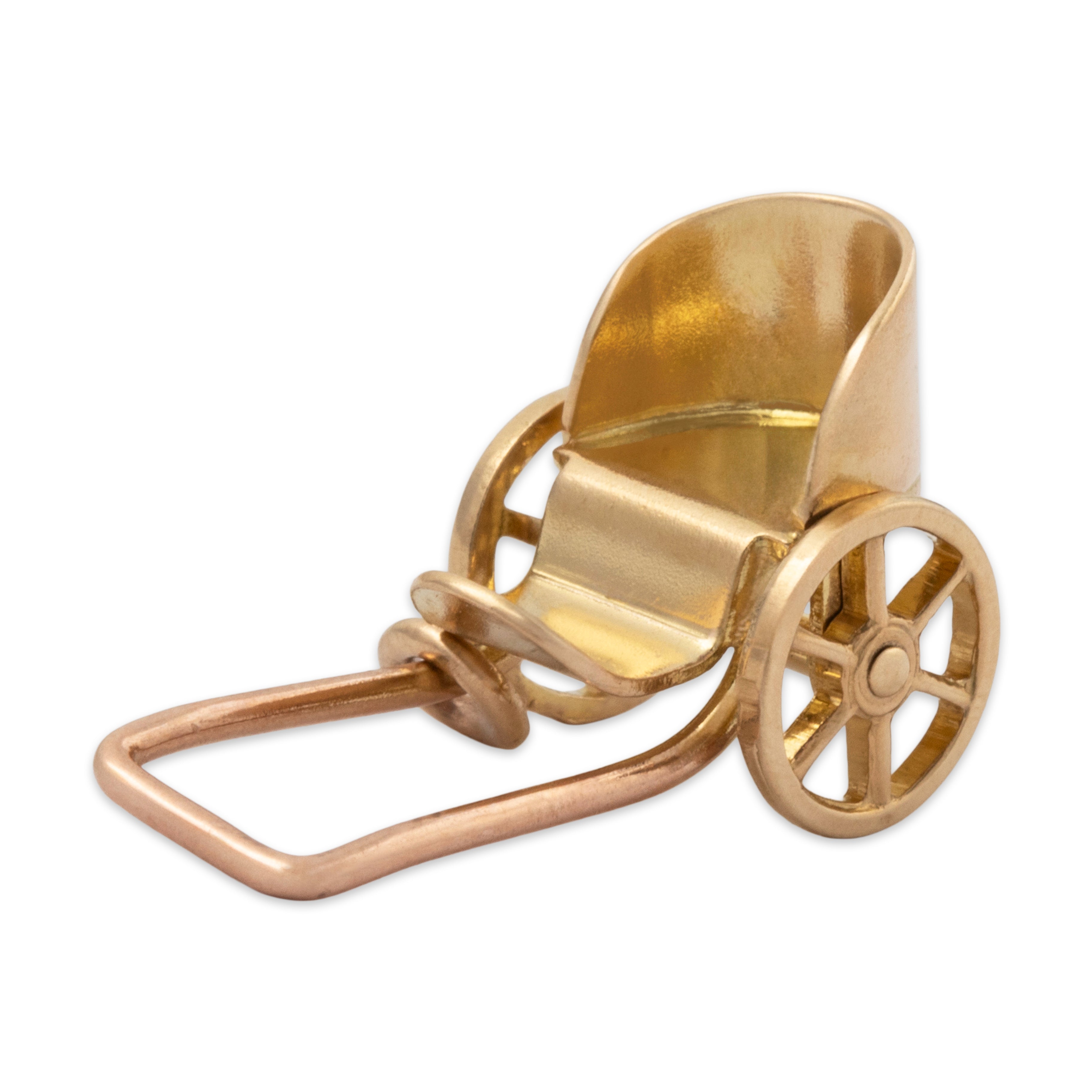 Vintage 14k Yellow & Rose Gold Rolling Pull Cart Charm / Pendant、mySite、hinf8tx79