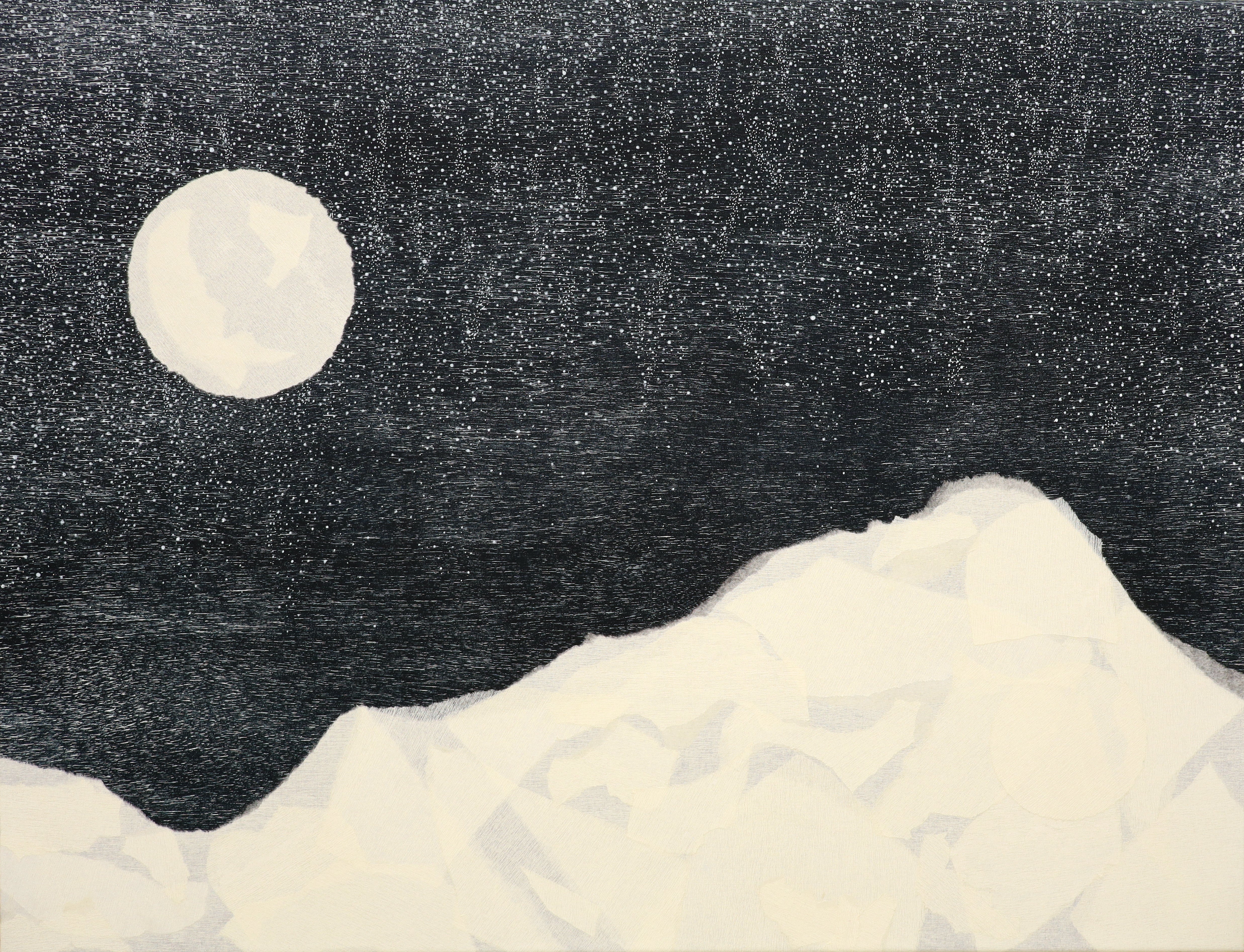 Midnight in a Perfect World V (Woodblock on Hosho paper, pen, and collage on canvas)、mySite、topwebapps