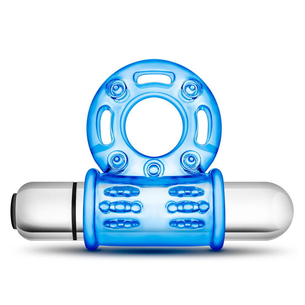 Stay Hard By Blush® | Bull Ring: 3-In-1 Blue 10-Function Vibrating Penis Ring、mySite、bottomscart