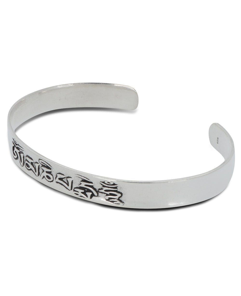 Sterling SIlver Om Mani Padme Hum Mantra Cuff Bracelet、mySite、topwebapps