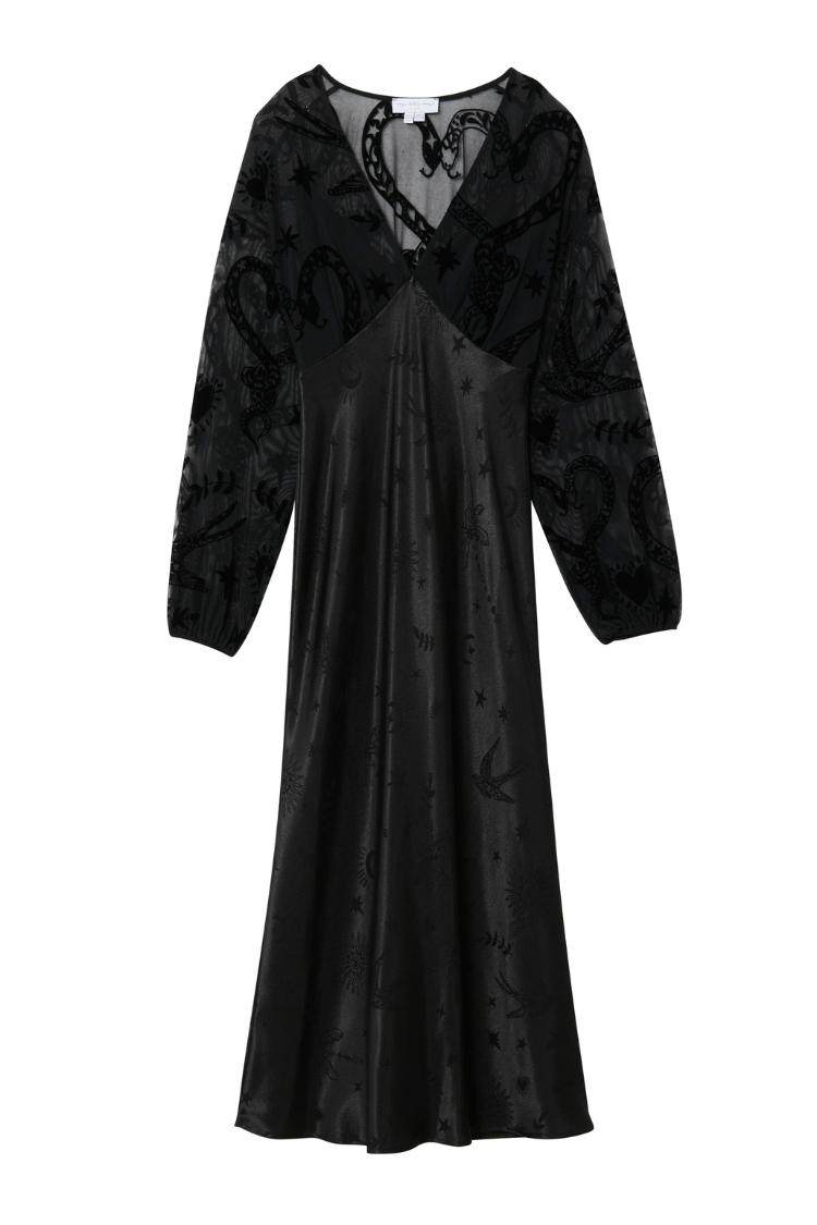 Black Swallow Romance Emma Dress Petite、mySite、solidvoid