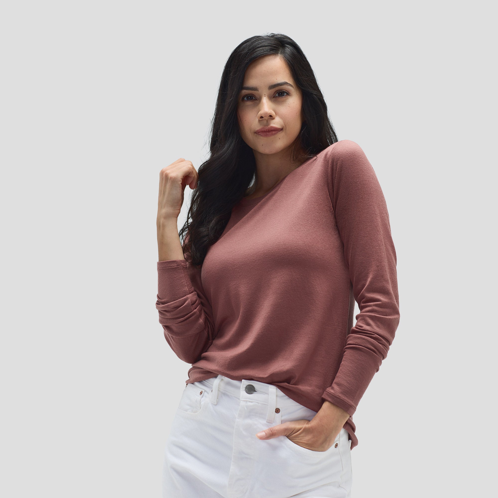 Women's Long Sleeve Merino Crew、mySite、noshort