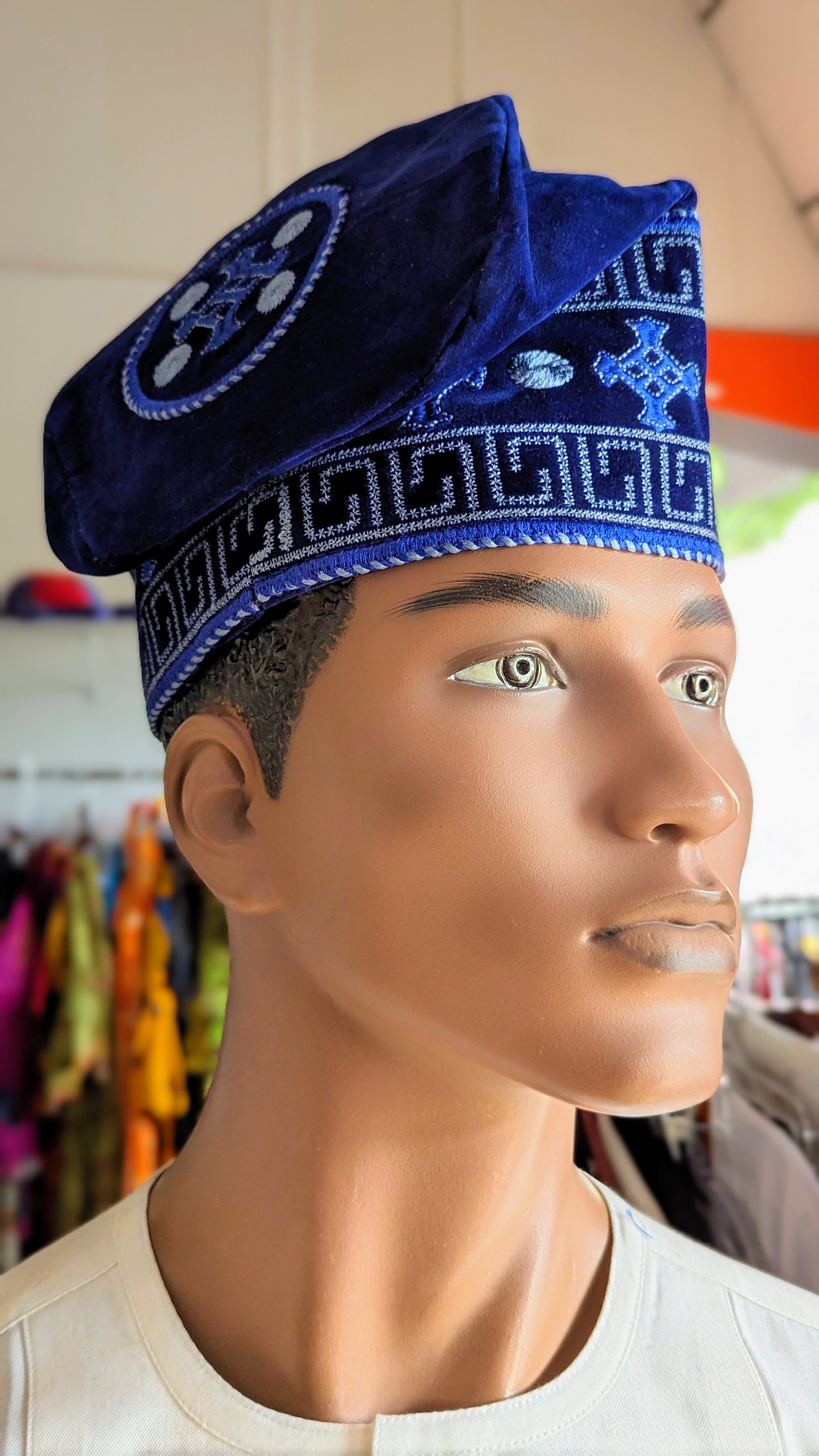Dupsie's Adeoba Velvet African Kufi Cap Hat DPHBPB49、mySite、solidvoid