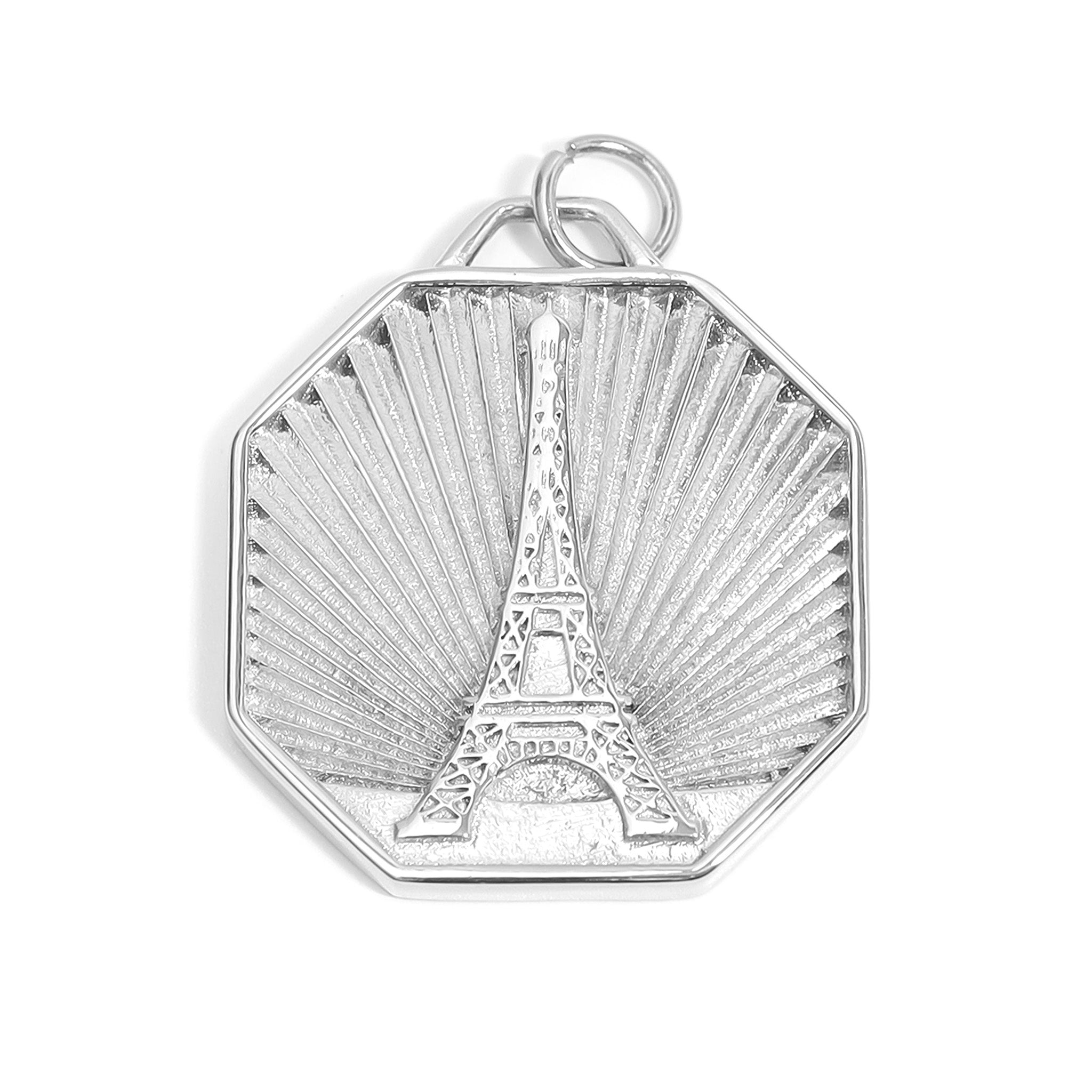 18K Gold PVD Stainless Steel Sunburst Eiffel Tower Amour Charm / PDL0234、mySite、dreamappss