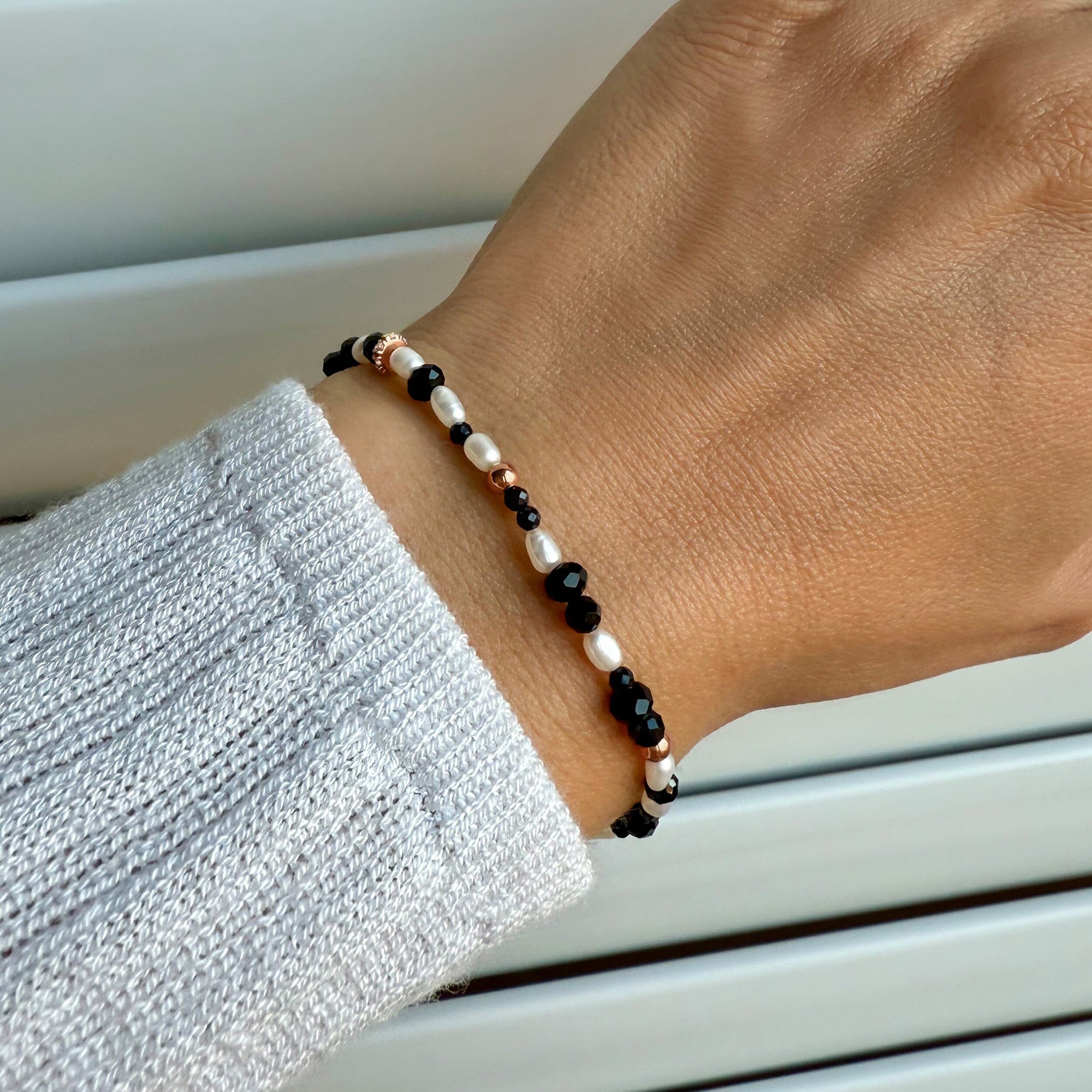 Black Obsidian Rice Pearl Beads Bracelet - Power Flow、mySite、hinf8tx79