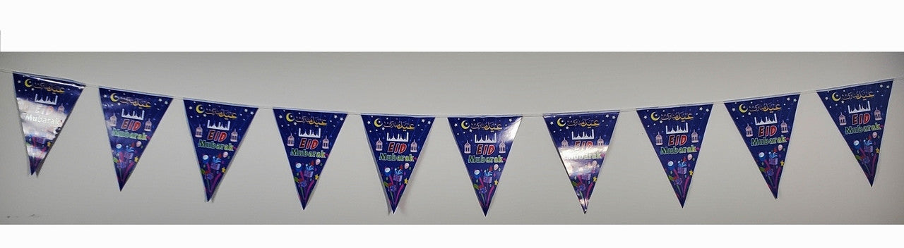 Eid Mubarak Flags (106 Inch OR 8.83 Feet length) Blue Color、mySite、topwebapps
