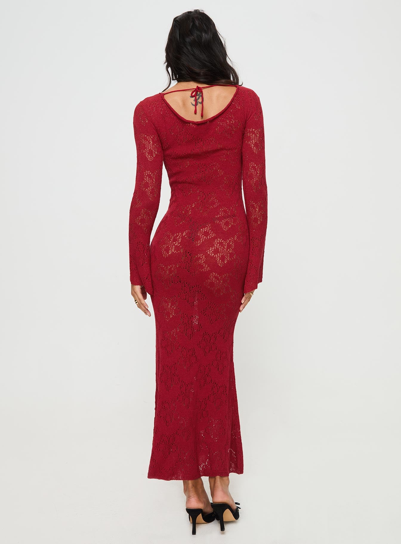 Pricely Long Sleeve Maxi Dress Red、mySite、solidvoid