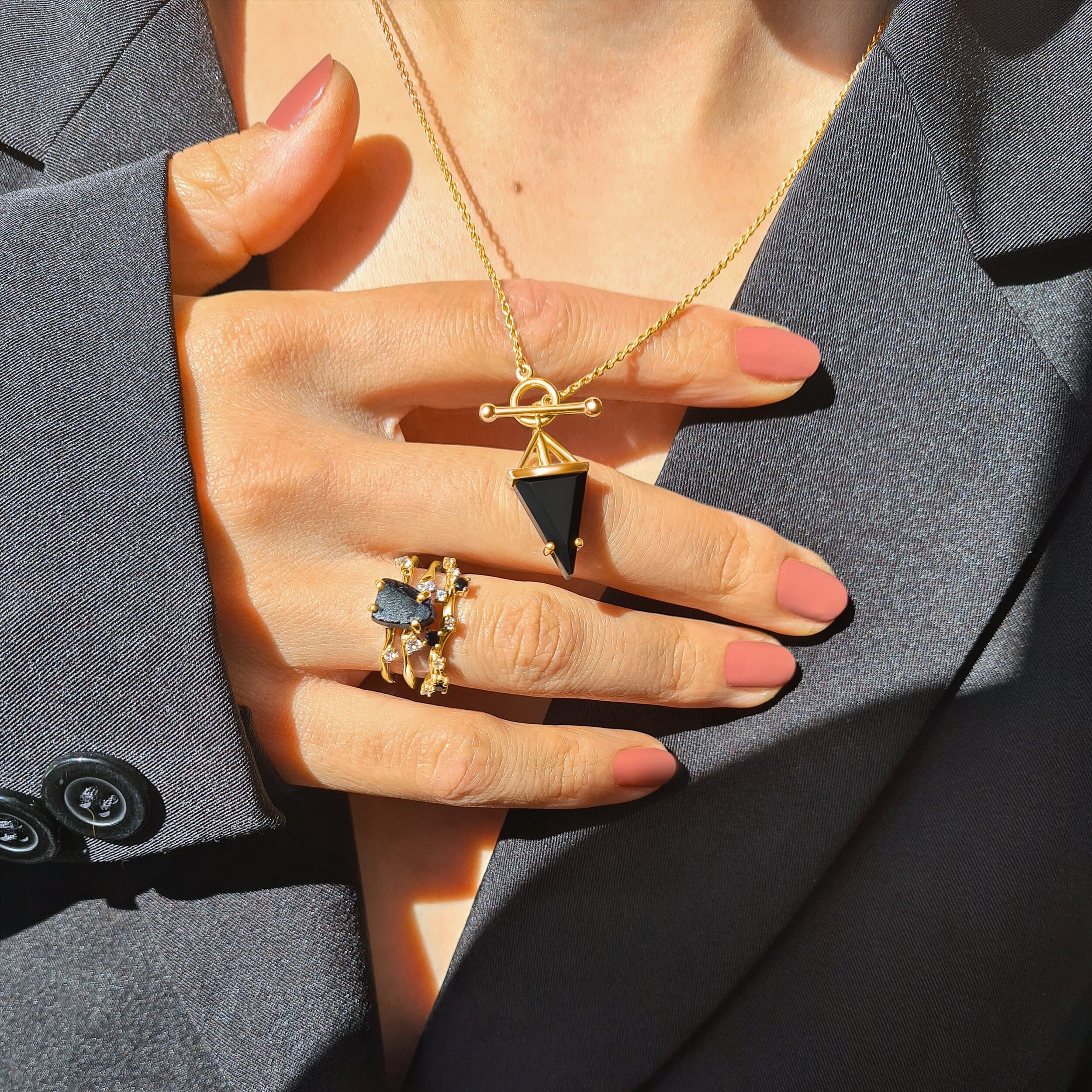 Black Obsidian Necklace - Heroine T-Lock、mySite、hinf8tx79