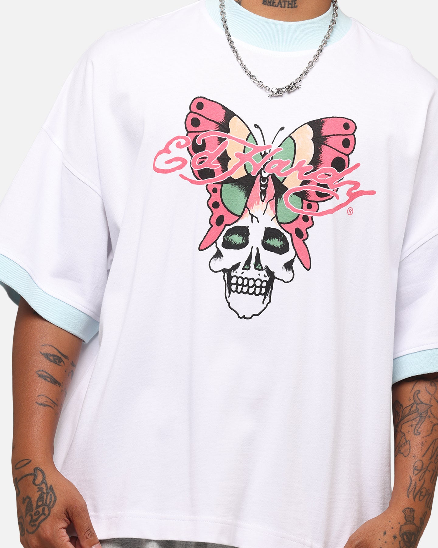 Ed Hardy Butterfly Ringer T-Shirt White、mySite、zt4zffjzw