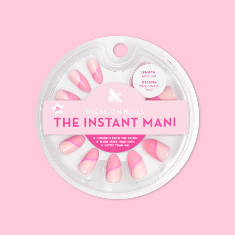 Pink Simple Twist - Press-On | Medium | Almond、mySite、solidvoid