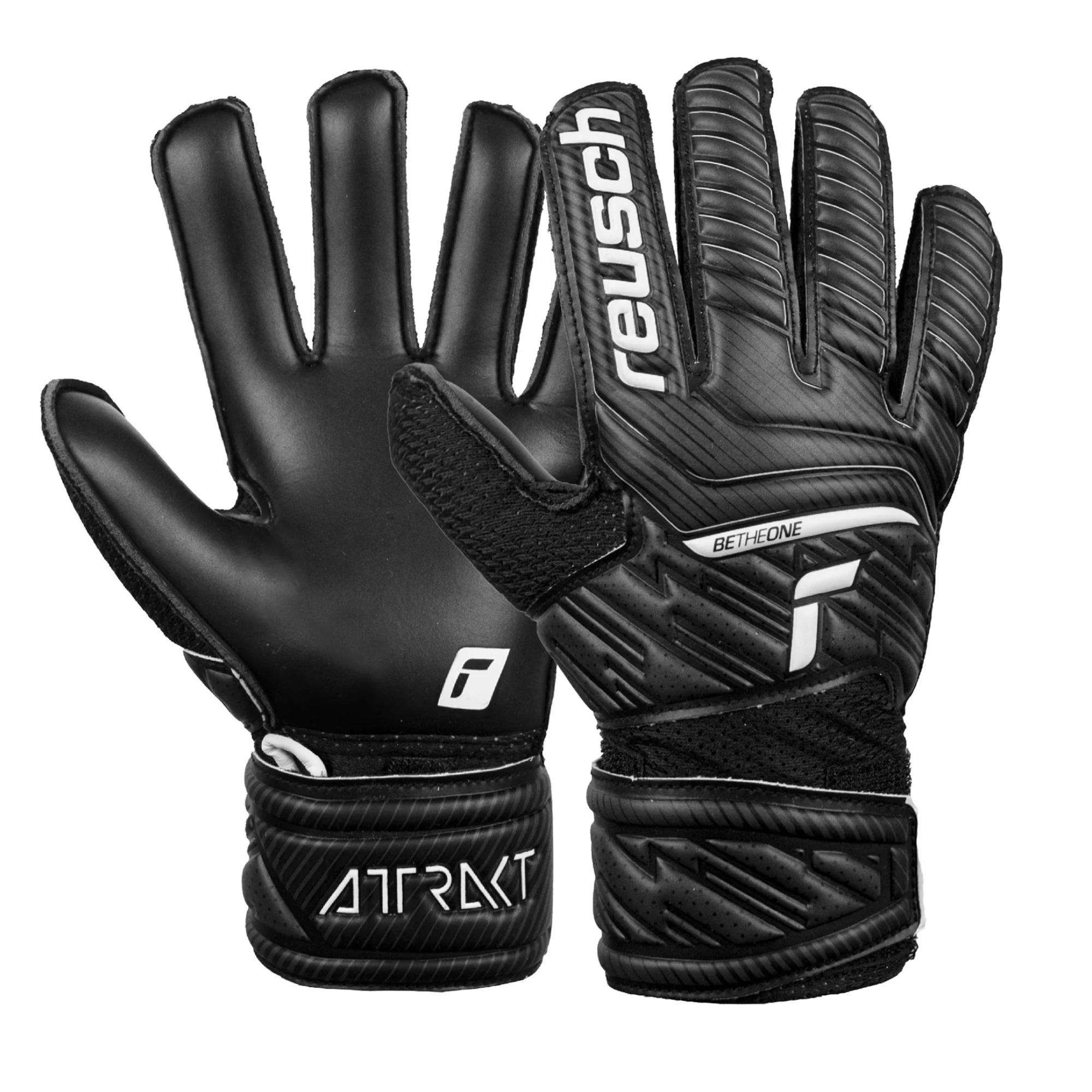 Reusch Kids Attrakt Solid Fingersave Goalkeeper Gloves Black/White、mySite、noshort