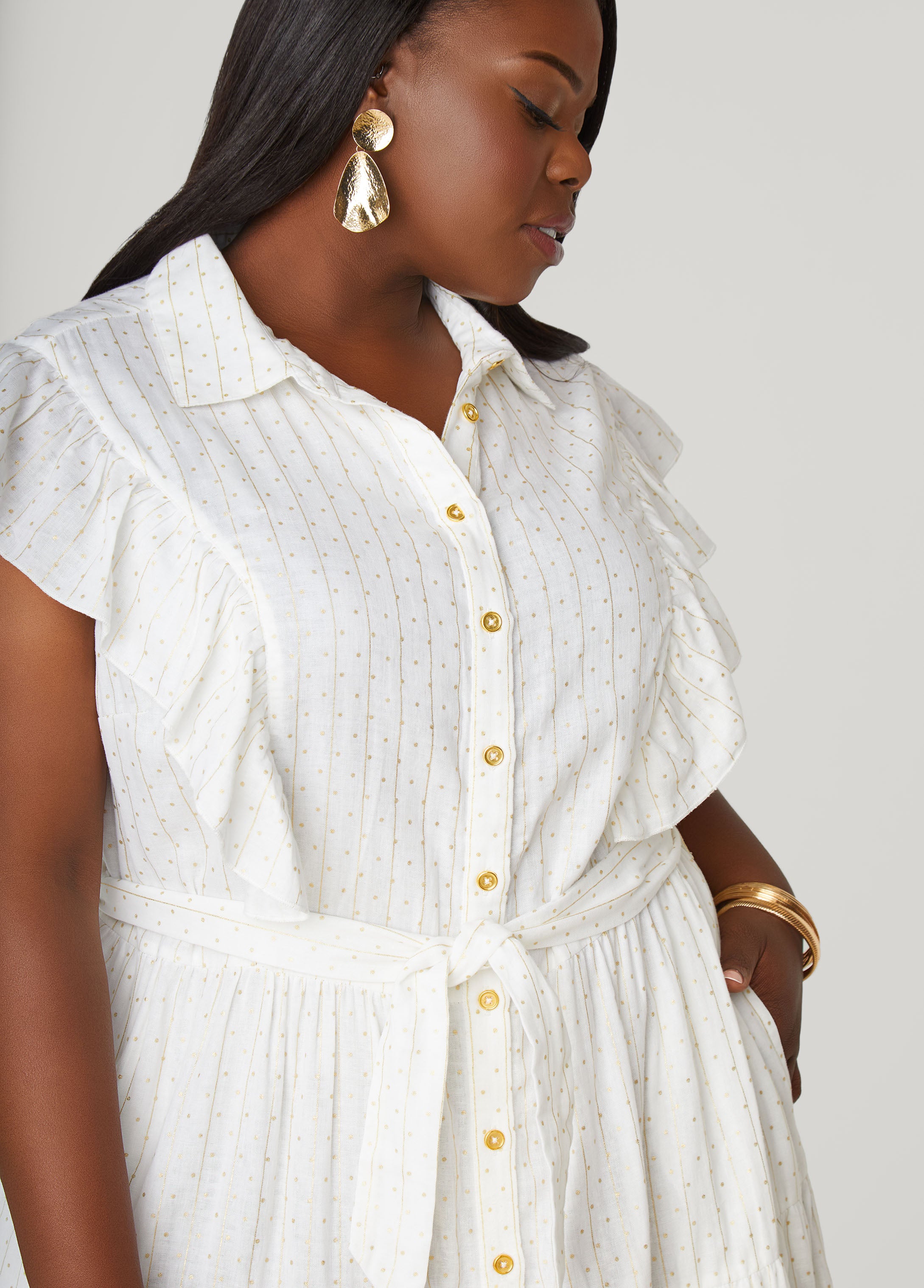 Metallic Print Cotton Midaxi Dress、mySite、bengalsvssteelers