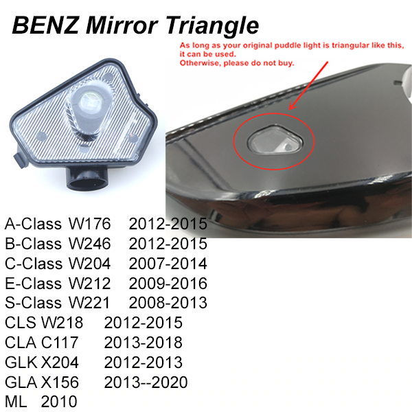 2x Mercedes-Benz Triangle MIRROR LIGHT (PLUG&PLAY) 4 logos、mySite、nflplayoffbracketp