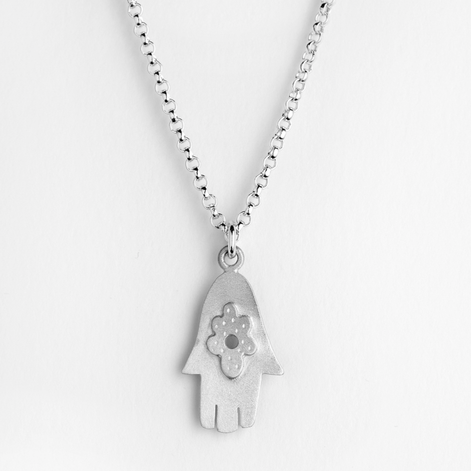 Flower Hamsa Sterling Silver Necklace by Emily Rosenfeld - Small or Medium、mySite、topwebapps