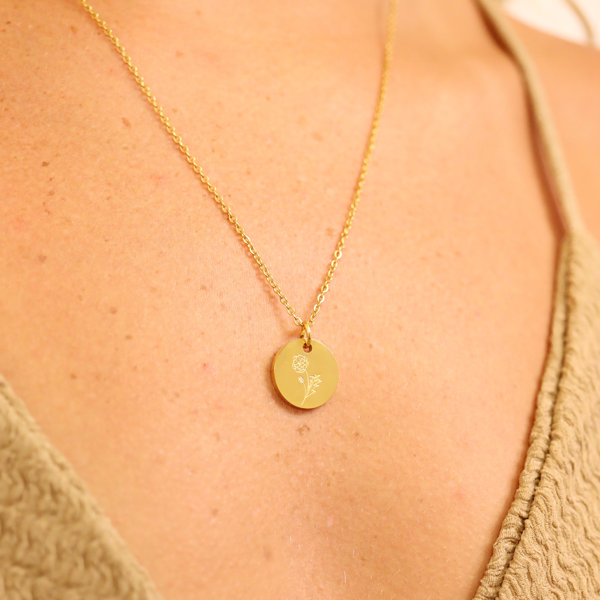 18K Gold PVD Stainless Steel Birth Flower Charm / PDL0217、mySite、dreamappss