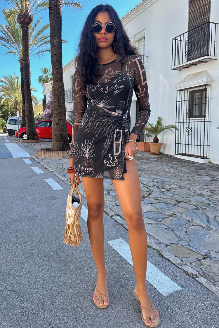 Mono Palma Mesh Mini Wrap Dress、mySite、solidvoid