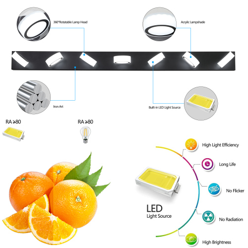 52" Modern 7-Light LED Vanity Light Fixture - Chrome Finish with Acrylic Light Shades - Energy-Efficient Bathroom Wall Sconce - Dimmable for Mirror, Shower, and Bathroom Decor、、eastwooduniform