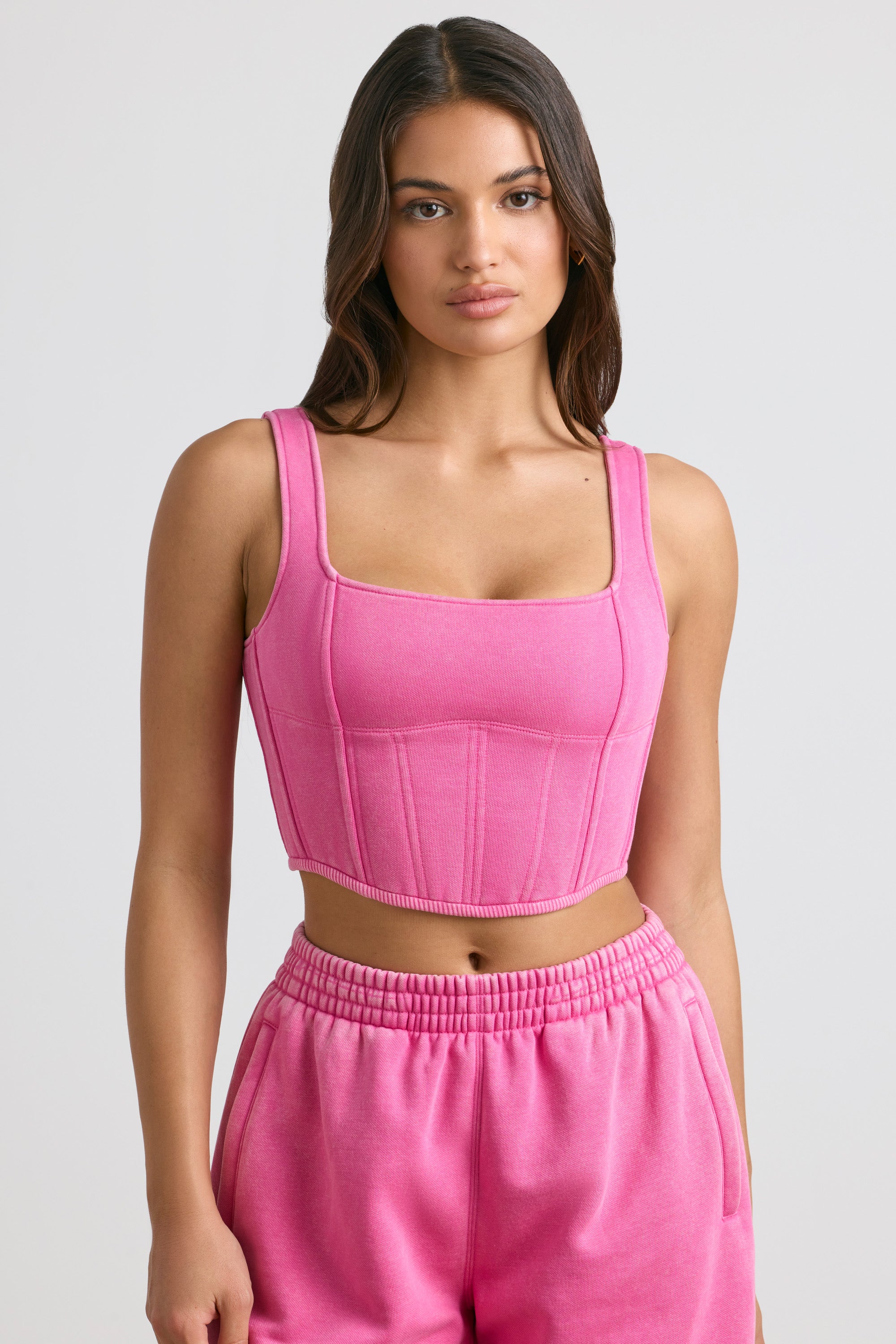 Corset Crop Top in Hot Pink、mySite、solidvoid