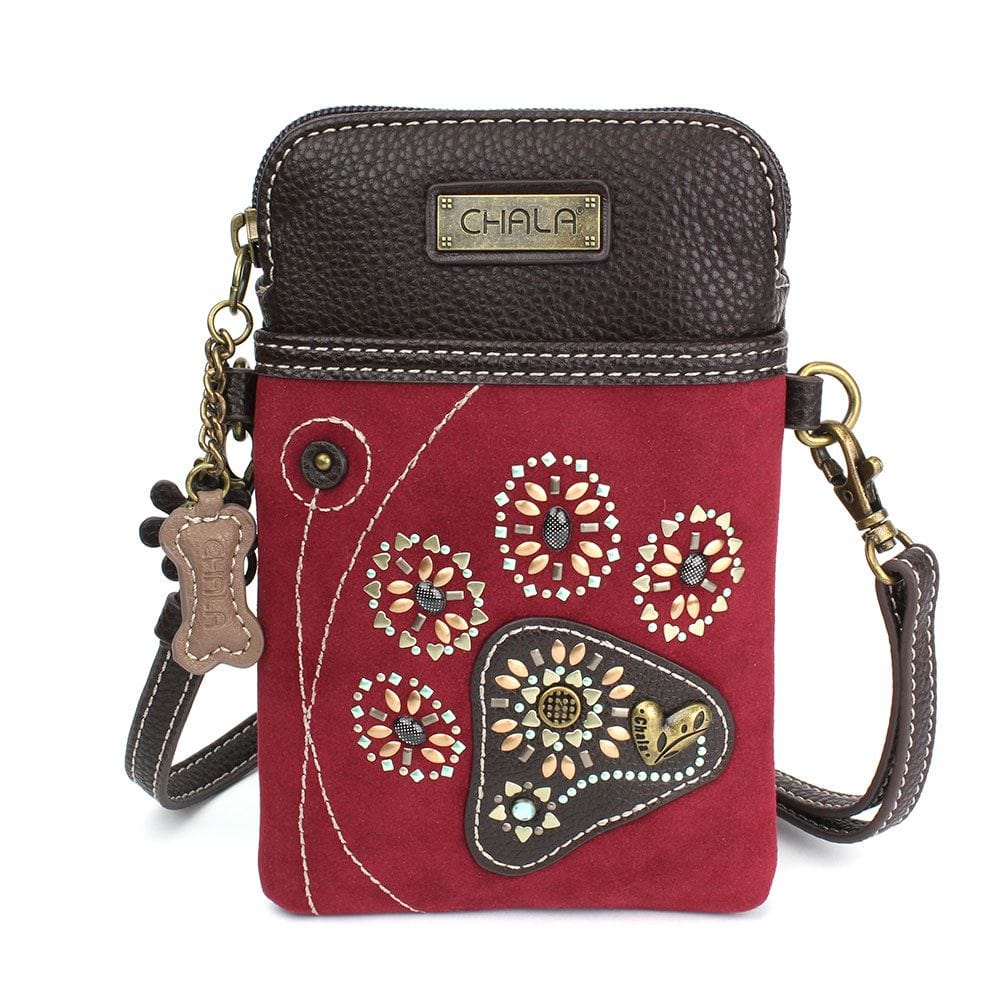 Dazzled Red Paw Print Cell Phone Crossbody by Chala-Vegan!、mySite、g9winljtr