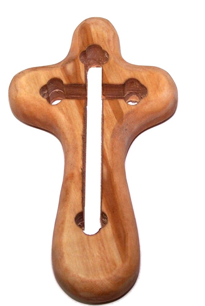 Holy Land Market Hand Cross Carved with Byzantine - Orthodox Cross Shape All The Way Through Package. Comes with Gift Box,Velvet Bag & Lord's Prayer Card - 4 Cross、mySite、topwebapps