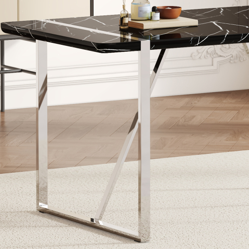 Rustic Industrial Rectangular Wood Dining Table For 4-6 Person, With 1.5" Thick Engineered Wood color Tabletop and Black Metal Legs,Desk For Kitchen Dining Living Room, 55.1" x 31.4"x 29.9"1529W115172、、casual