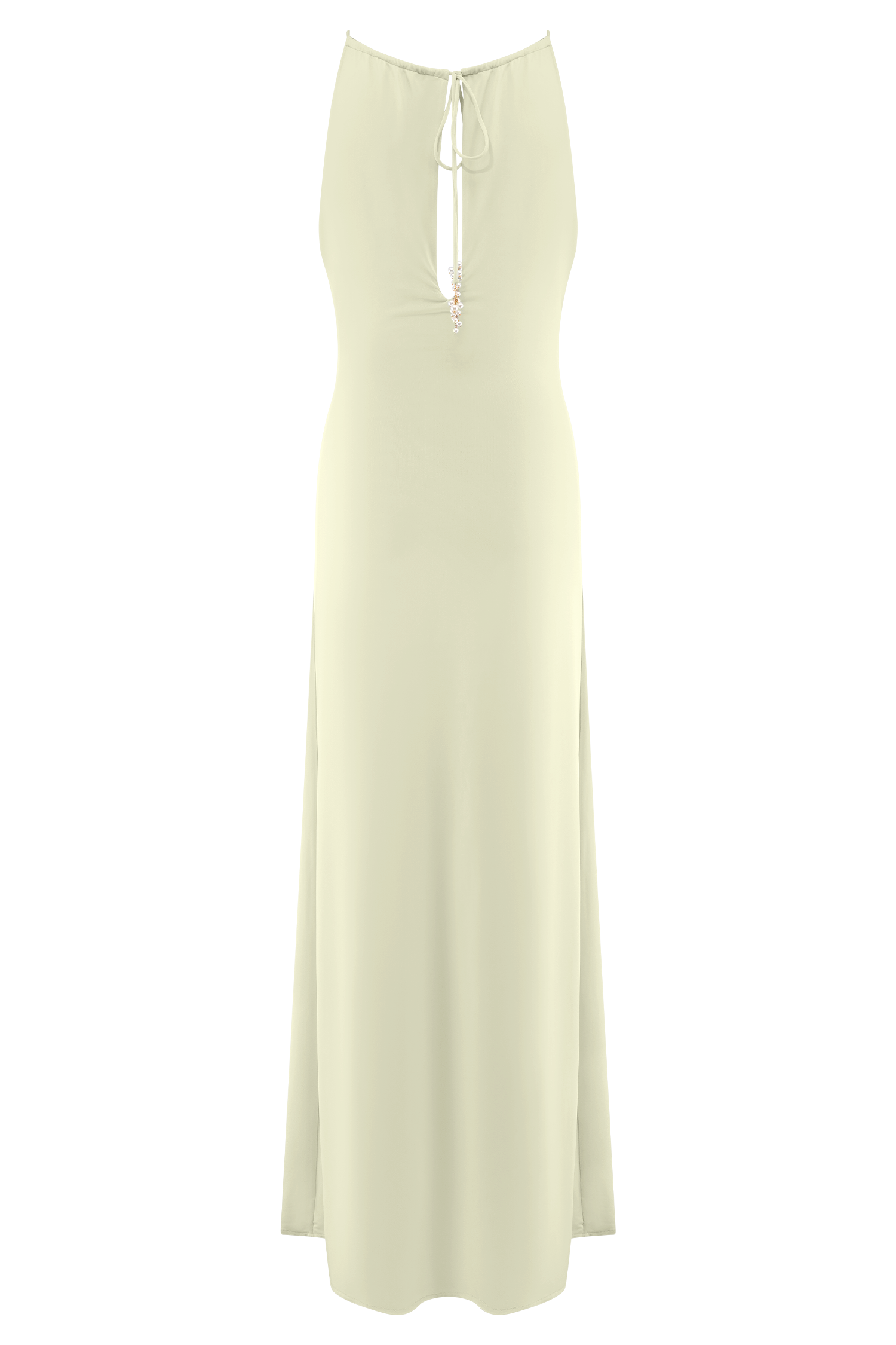 Beryl Slinky Maxi Dress With Pearls - Ivory、mySite、solidvoid