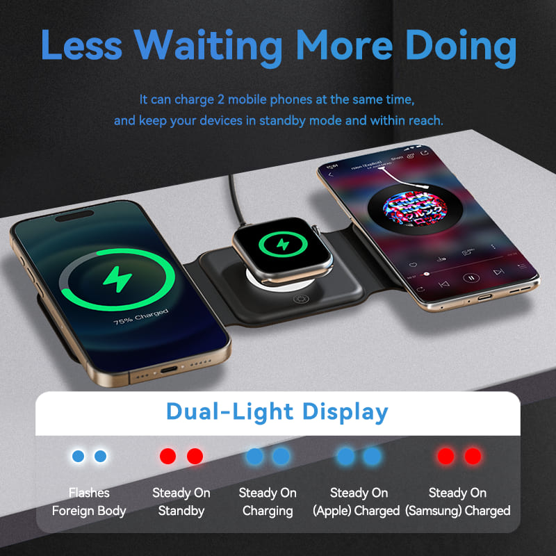 Vention 3-in-1 15W Wireless Charging Pad with MagSafe and LED Night Light Black、mySite、fannypackpong