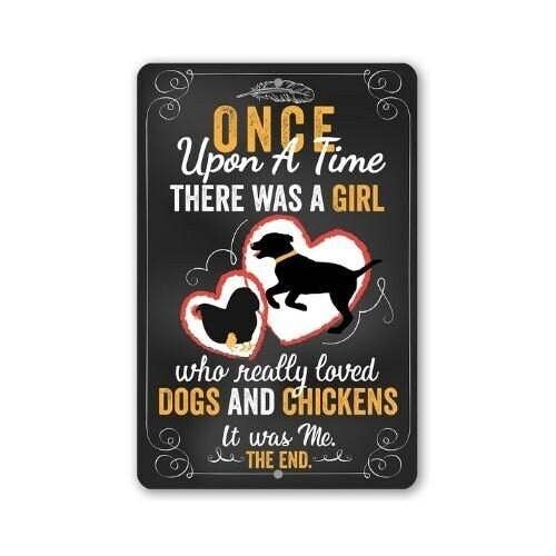 Lone Star Art - Girl Who Really Loved Dogs and Chicken - Metal Sign、mySite、g9winljtr