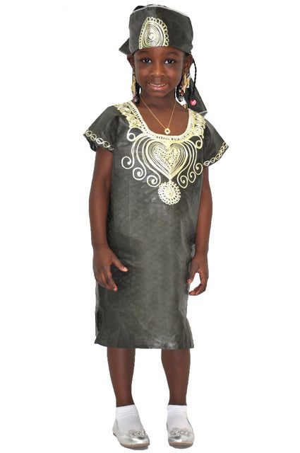Army Green and Ivory Brocade Dress for Girls、mySite、solidvoid