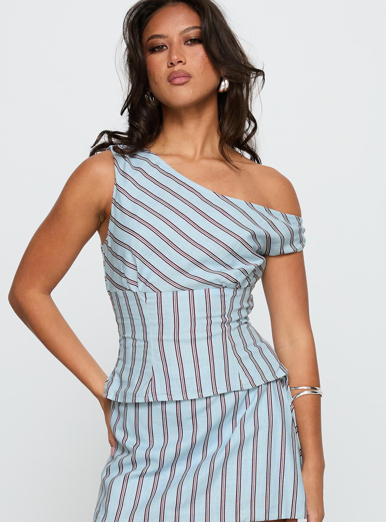 Del Rio Off The Shoulder Top Blue / Maroon、mySite、solidvoid