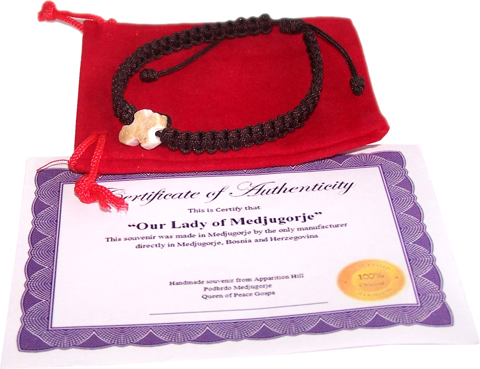  MEDJUGORJE - Bracelet with Stone Cross from Apparation hill stones - Brown、mySite、elrpsem3k