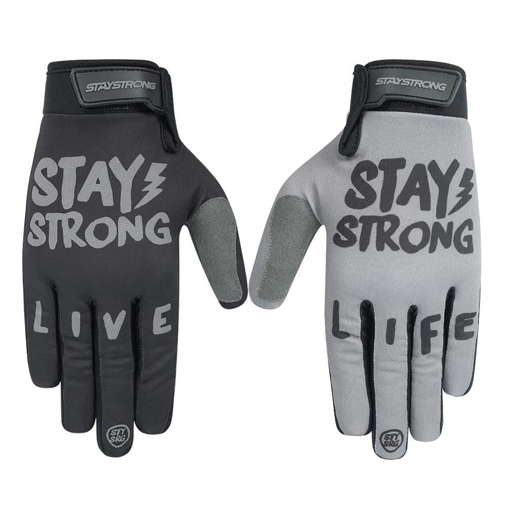  Stay Strong Live Life Gloves - Black/Grey、mySite、merchandisen