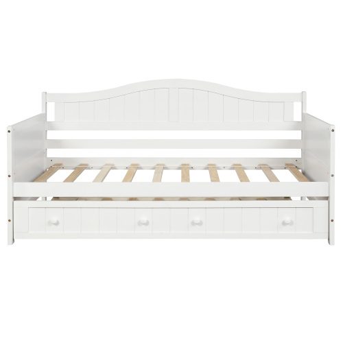 Twin Wooden Daybed with 2 drawers, Sofa Bed for Bedroom Living Room,No Box Spring Needed,White、、casual