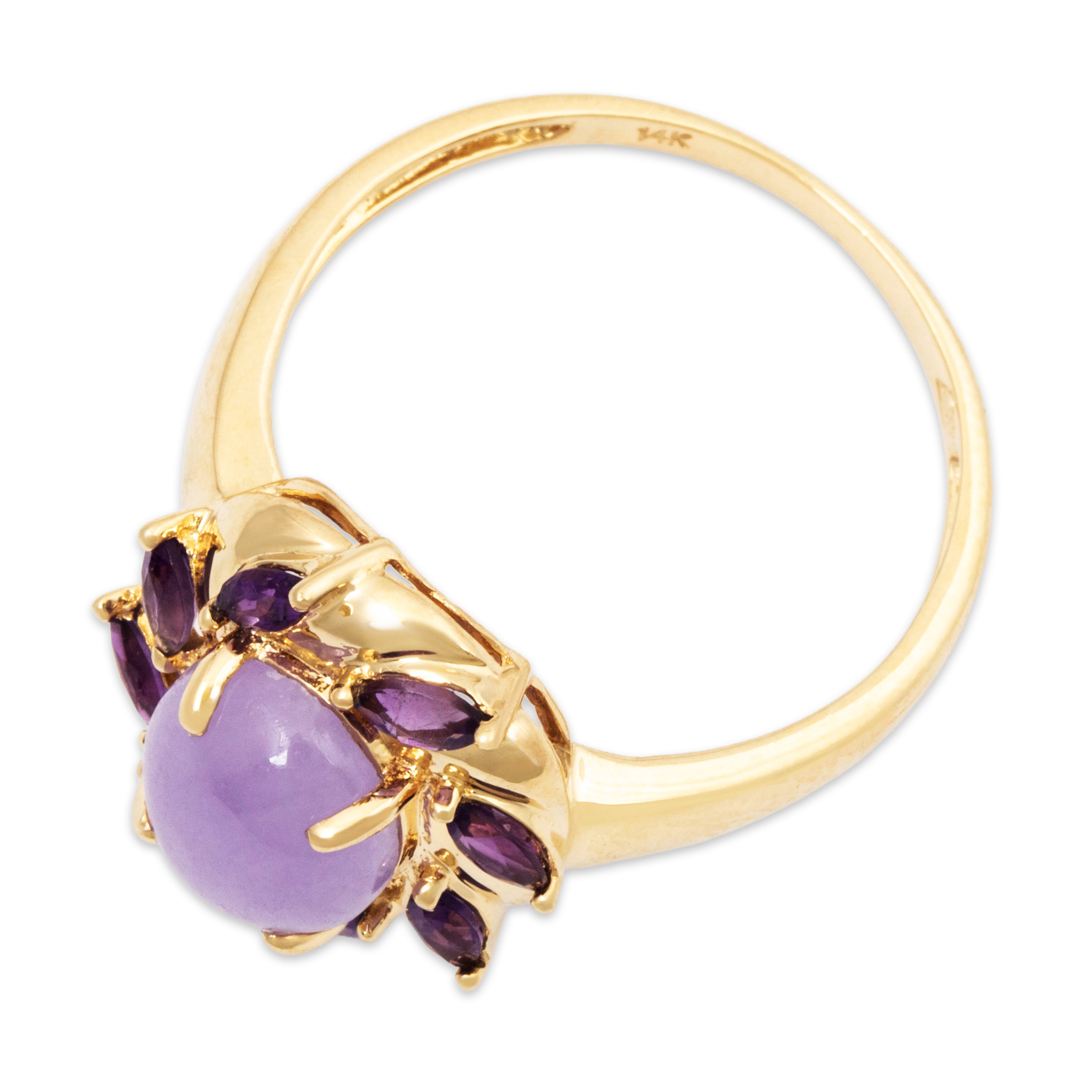 Vintage 14k Yellow Gold 2.42ct Lavender Jade Amethyst Twisting Halo Ring、mySite、hinf8tx79
