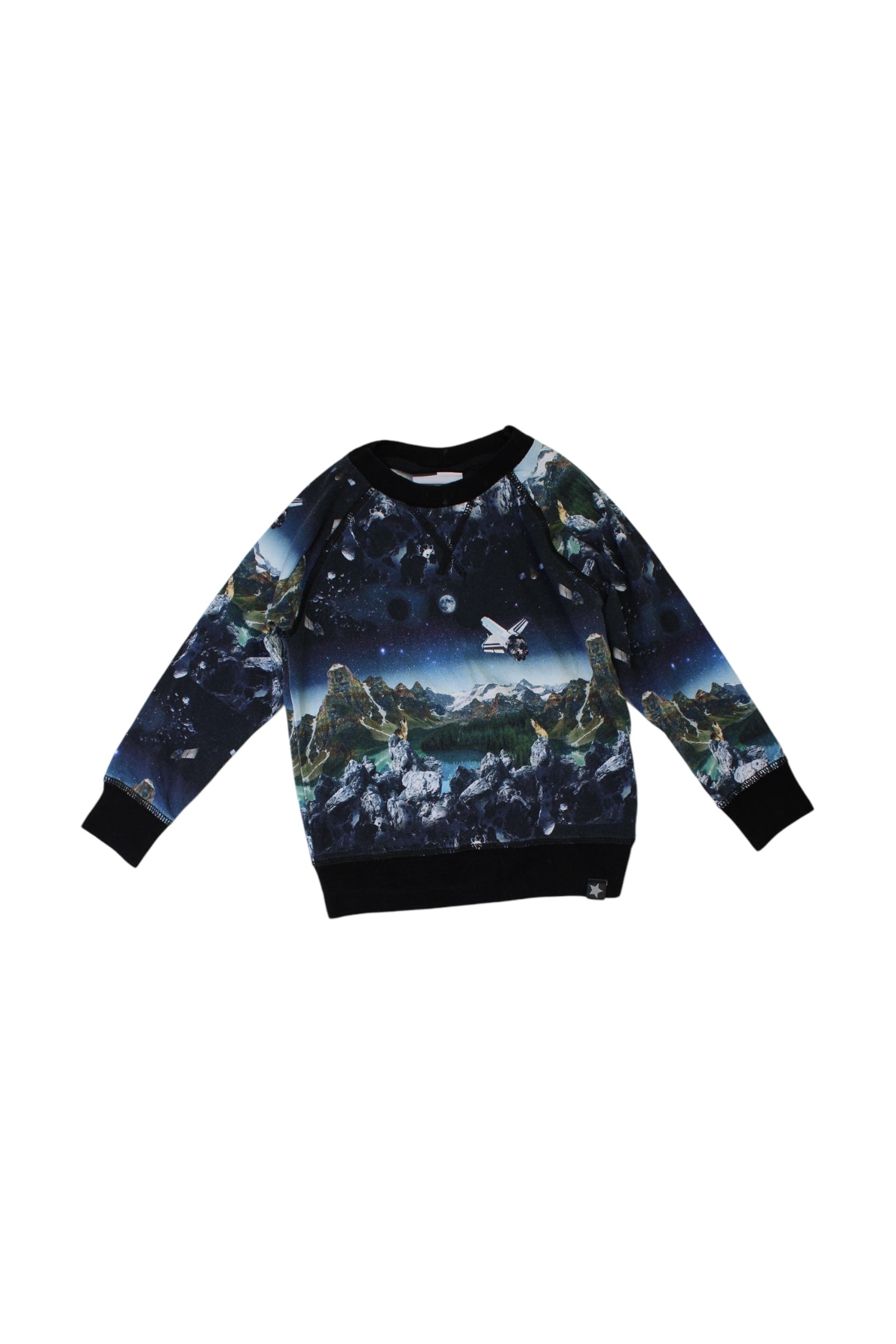 Molo Space Print Crewneck Sweatshirt, Size 2T、mySite、g9winljtr