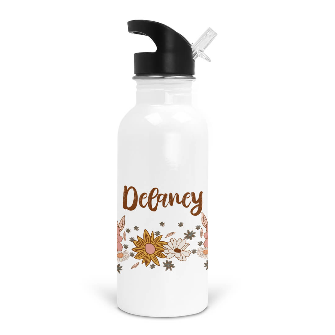  Boho Floral Personalized Kids Water Bottle、mySite、layawaytickets