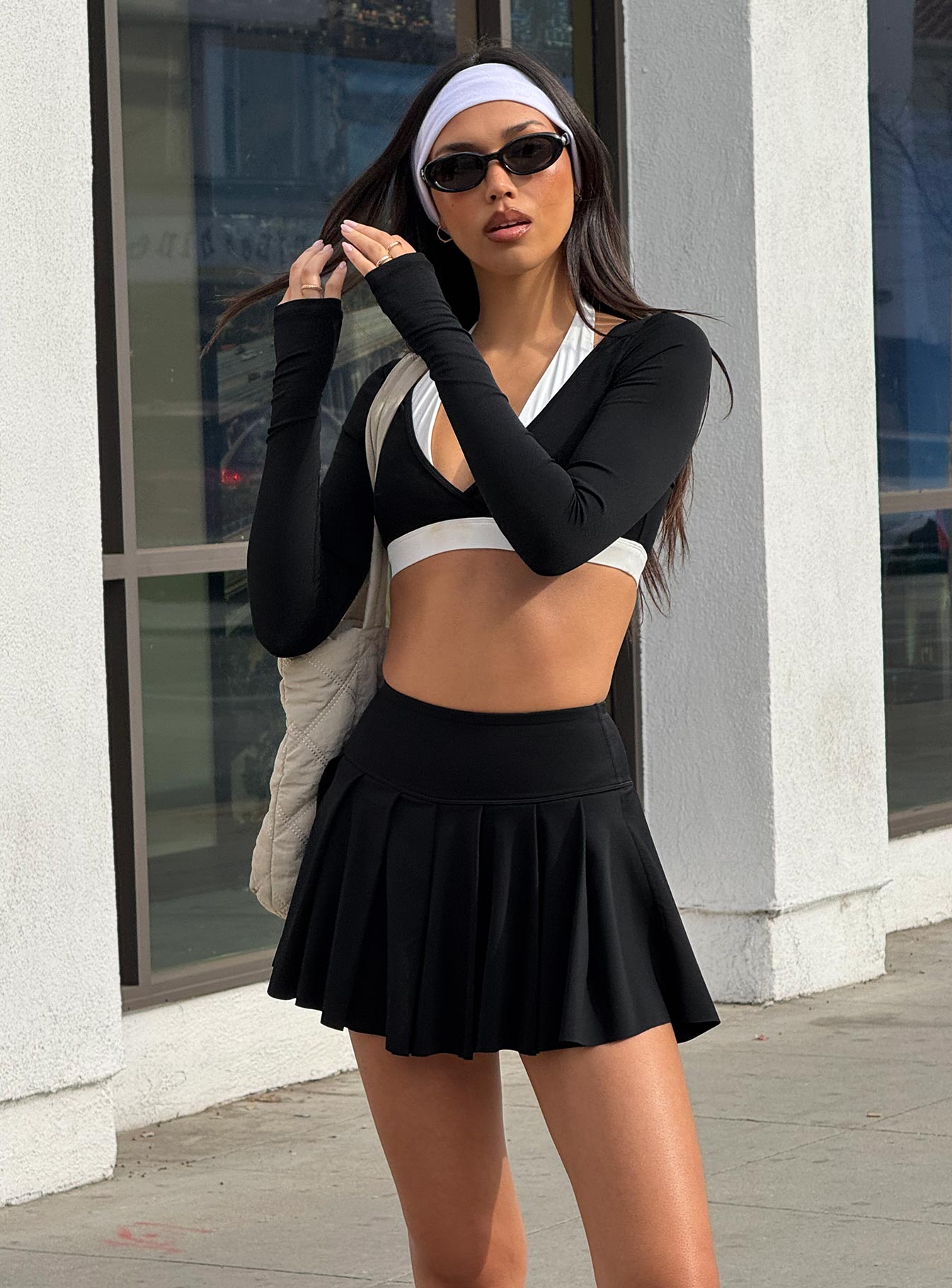 Dynamic Pleat Active Skort Black、mySite、solidvoid