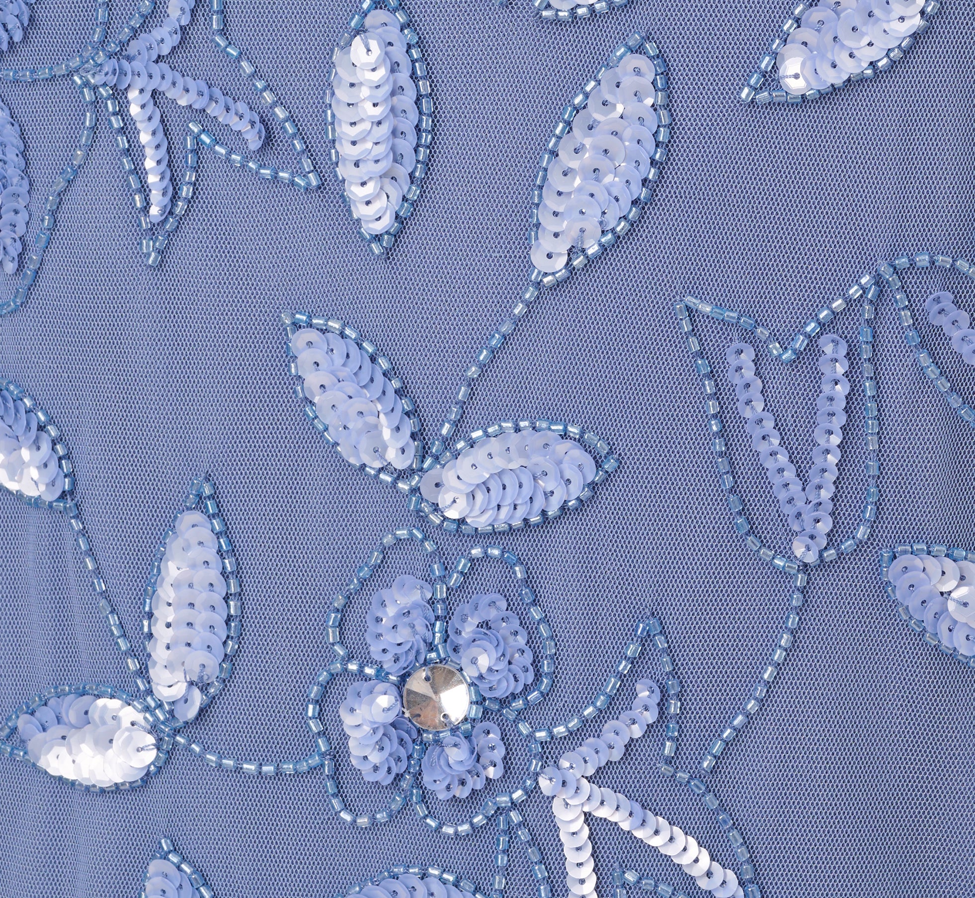 Plus Size Hand Beaded Short Sleeve Floral Godet Gown In French Blue、mySite、solidvoid