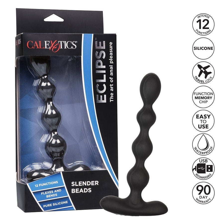 Eclipse Slender 7 Inch Silicone Flexible and Rechargeable Anal Beads、mySite、bottomscart