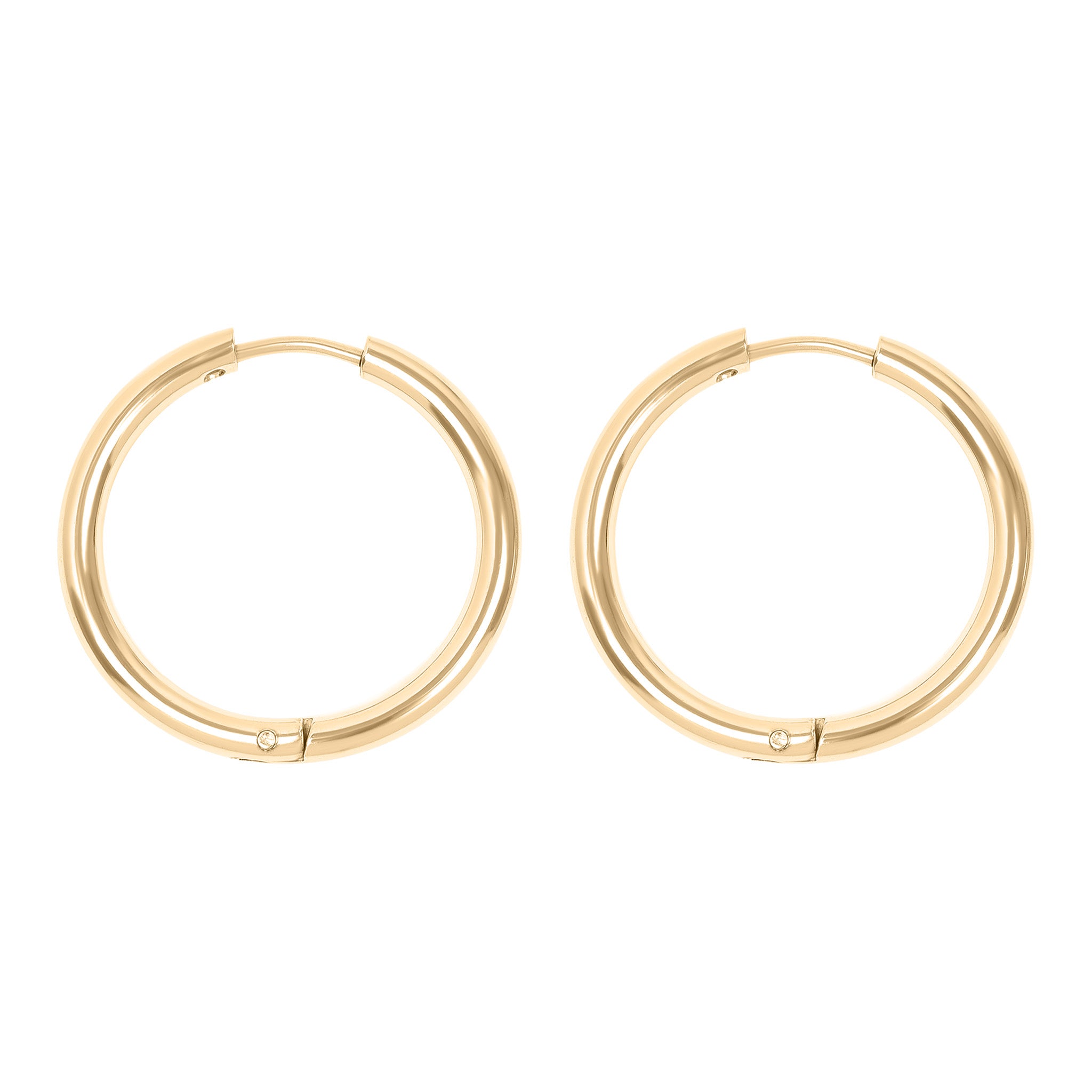 18K Gold PVD Stainless Steel Circle Huggie Hoop Earrings / ERJ0023、mySite、dreamappss