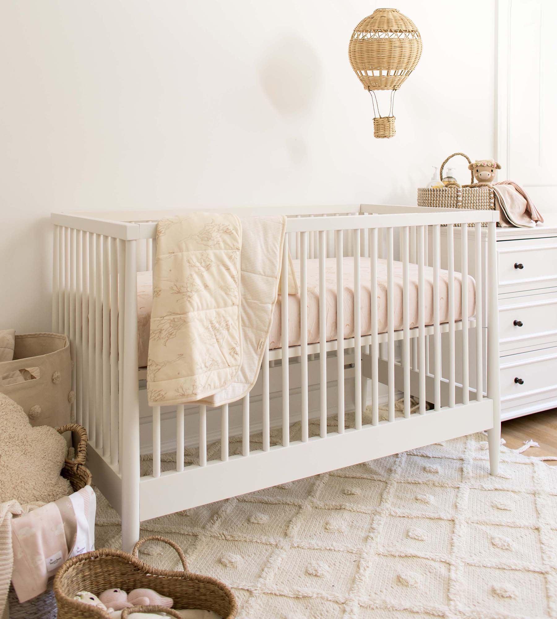 Swaying Branches Organic Cotton Reversible Baby Blanket - Oat、mySite、g9winljtr